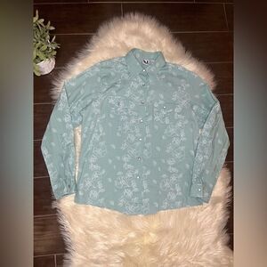 Rockies sea green pearl snap button down shirt sz XL